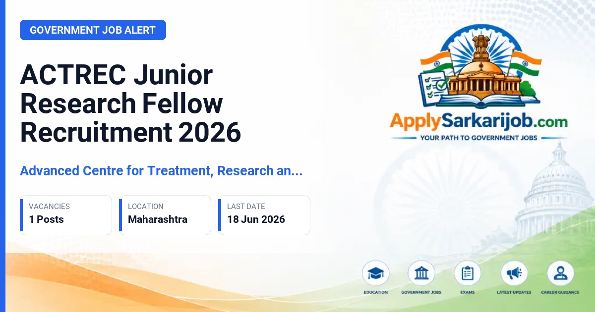 Tata Memorial Centre (TMC) - Junior Research Fellow (JRF) Official Notification Poster & Schedule