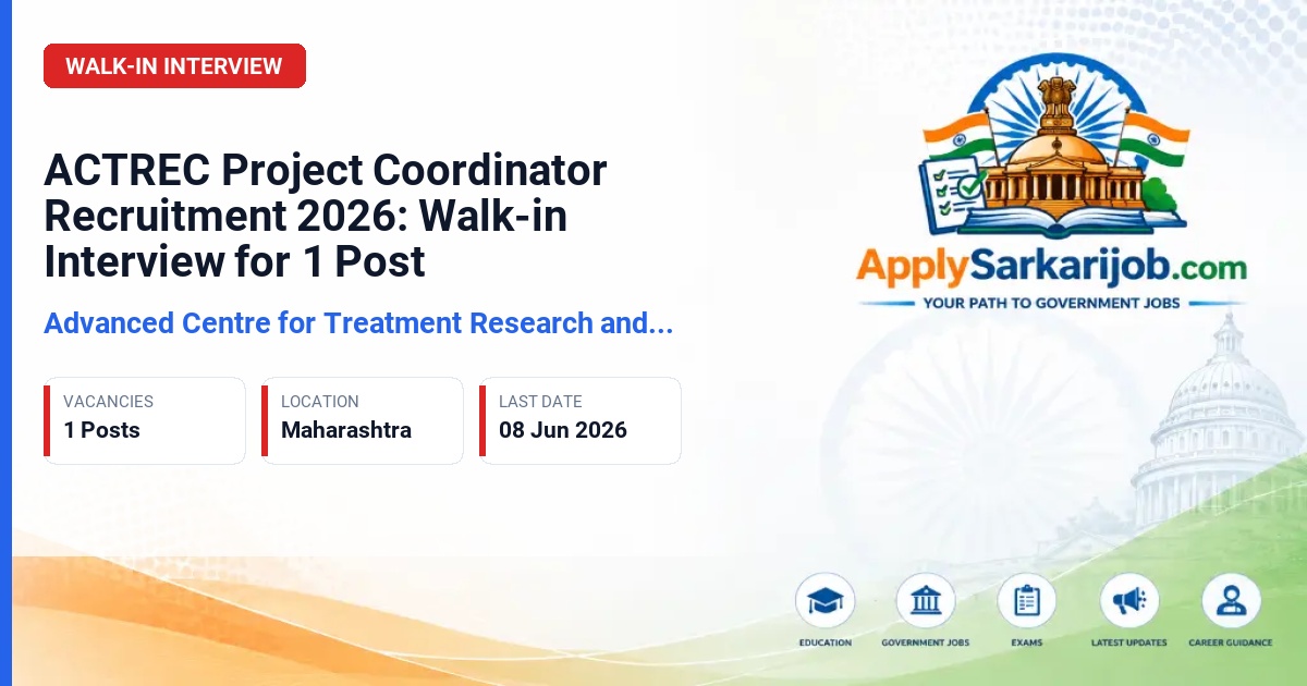Tata Memorial Centre (TMC) - Project Coordinator Official Notification Poster & Schedule