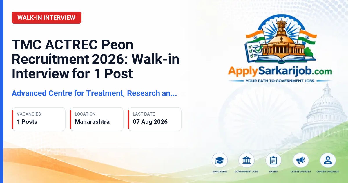 Advanced Centre for Treatment, Research and Education in Cancer - Peon Official Notification Poster & Schedule