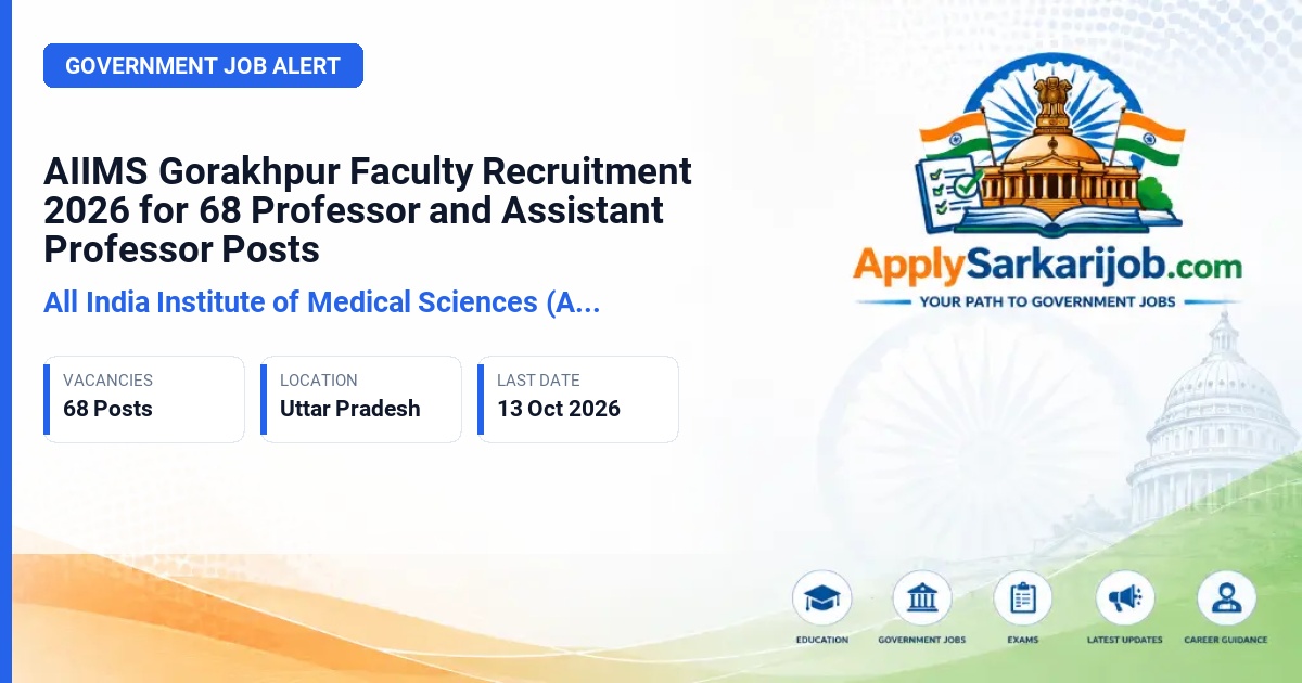 All India Institute of Medical Sciences (AIIMS) Gorakhpur - Professor, Additional Professor, Associate Professor, and Assistant Professor Official Notification Poster & Schedule