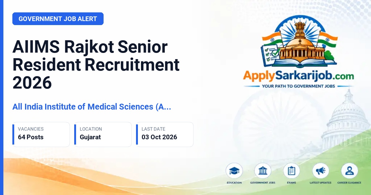 All India Institute of Medical Sciences (AIIMS) Rajkot - Senior Resident (Non-Academic) Official Notification Poster & Schedule