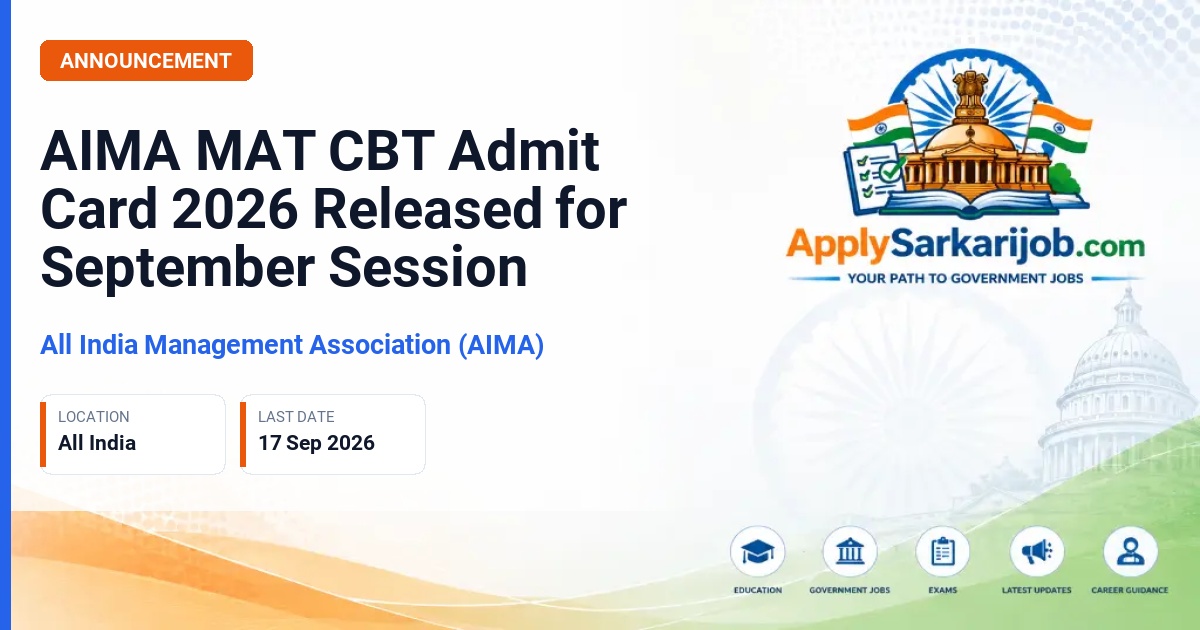 All India Management Association (AIMA) - Management Aptitude Test (MAT) CBT Admit Card Official Notification Poster & Schedule