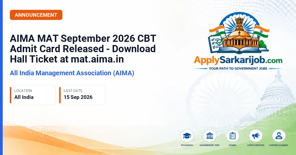 All India Management Association (AIMA) - Management Aptitude Test (MAT) - September 2026 Session CBT Official Notification Poster & Schedule