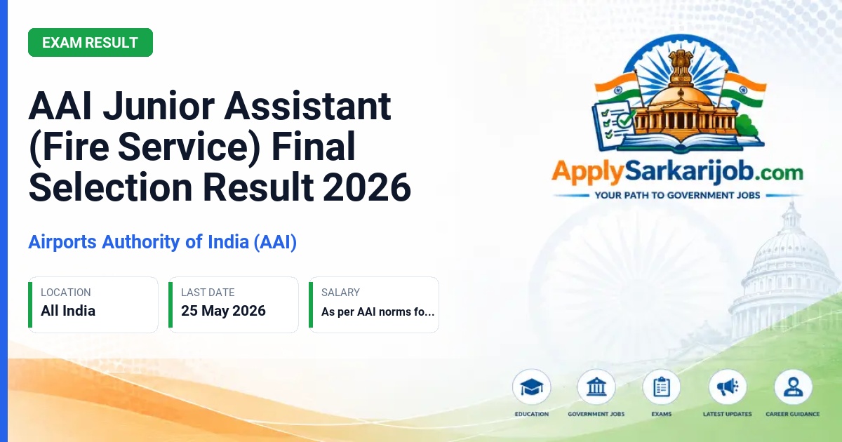 Airports Authority of India (AAI) - Junior Assistant (Fire Service) Official Notification Poster & Schedule