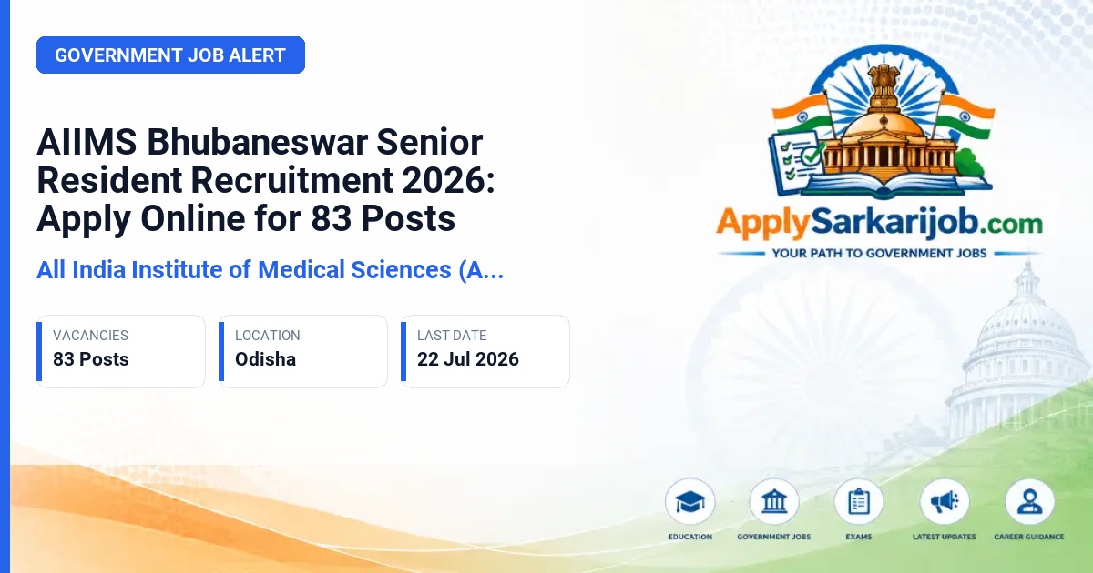 All India Institute of Medical Sciences (AIIMS) Bhubaneswar - Senior Resident (Non-Academic) Official Notification Poster & Schedule