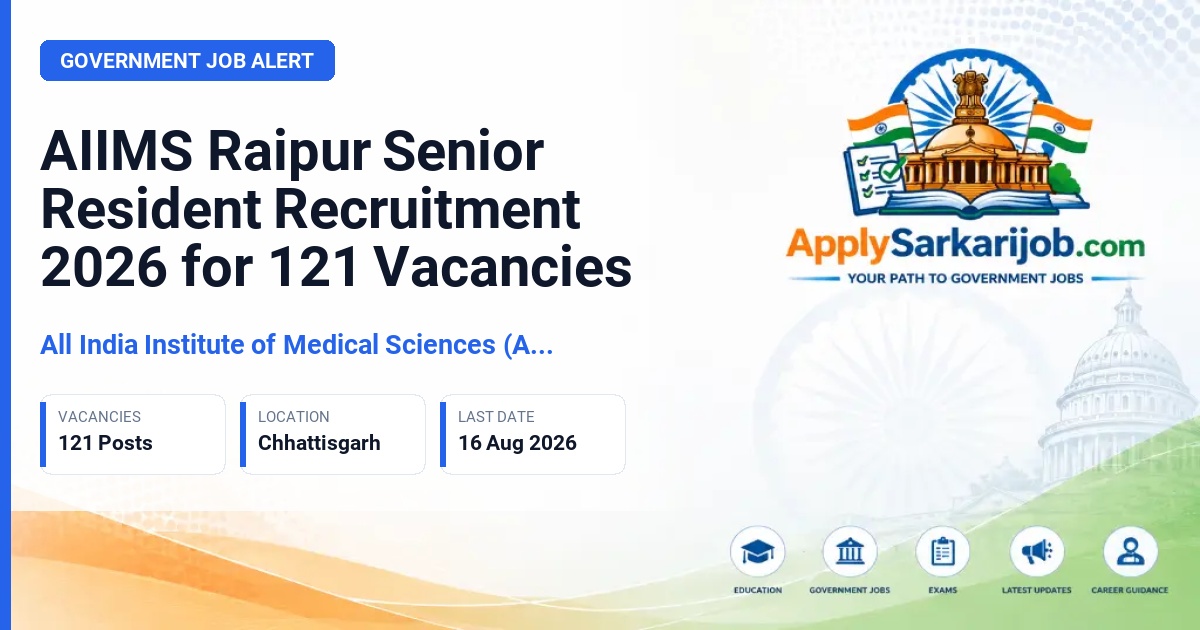 All India Institute of Medical Sciences (AIIMS) Raipur - Senior Resident (Non-Academic) Official Notification Poster & Schedule