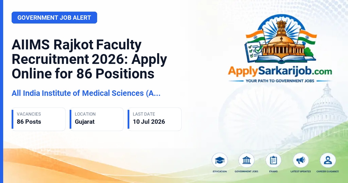 All India Institute of Medical Sciences (AIIMS), Rajkot - Professor, Additional Professor, Associate Professor, Assistant Professor Official Notification Poster & Schedule