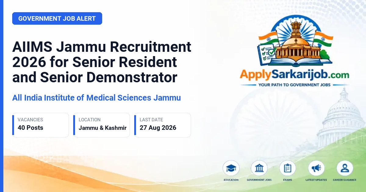 All India Institute of Medical Sciences Jammu - Senior Resident / Senior Demonstrator Official Notification Poster & Schedule