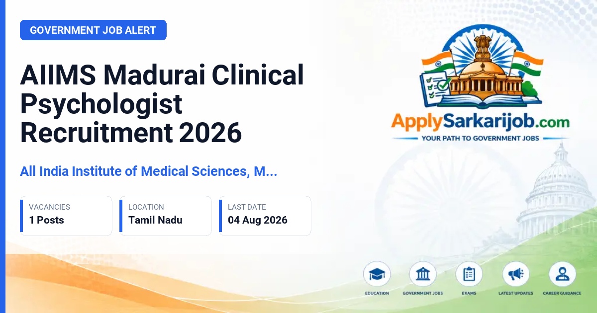 All India Institute of Medical Sciences, Madurai - Clinical Psychologist Official Notification Poster & Schedule