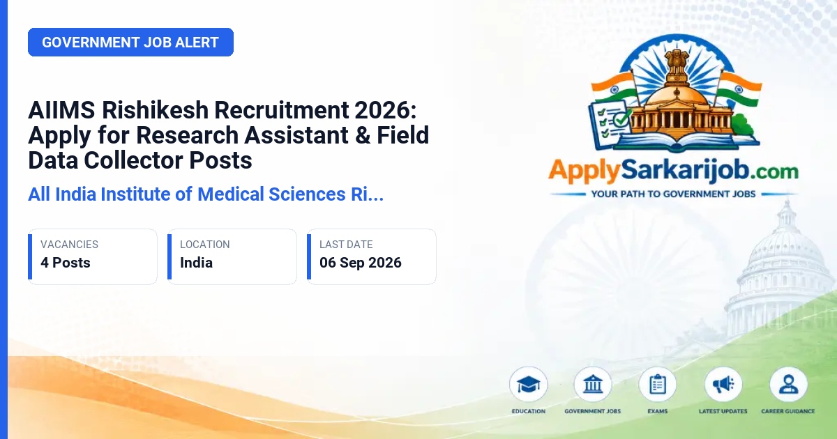 All India Institute of Medical Sciences Rishikesh - Research Assistant and Field Data Collector Official Notification Poster & Schedule