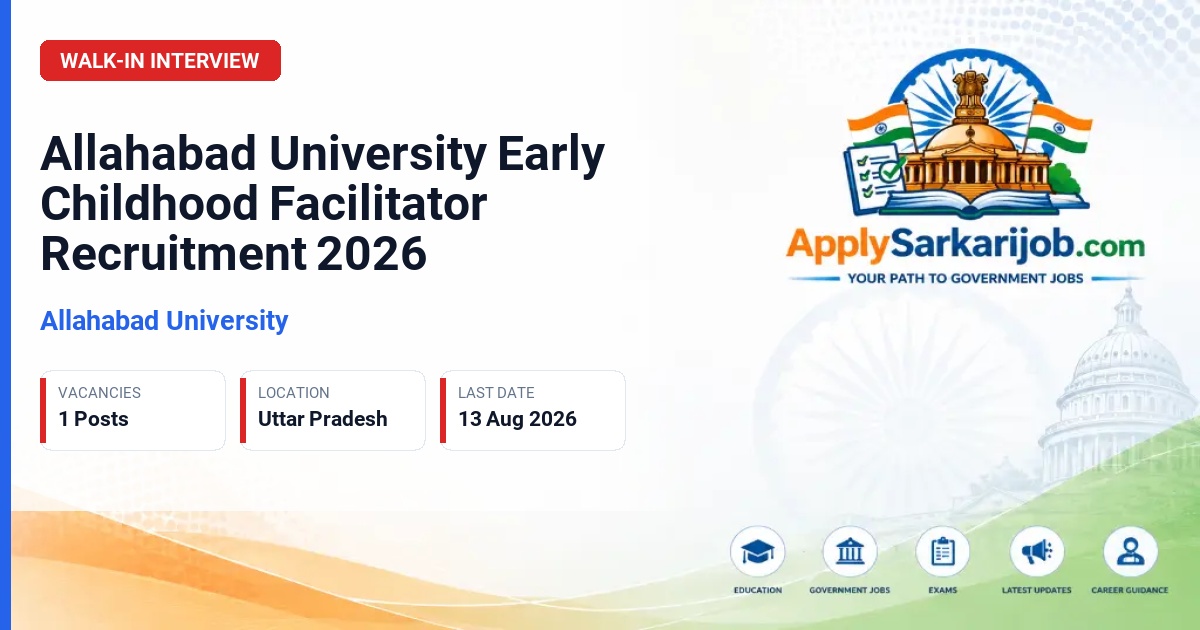 Allahabad University - Part-time Early Childhood Facilitator (Female) Official Notification Poster & Schedule