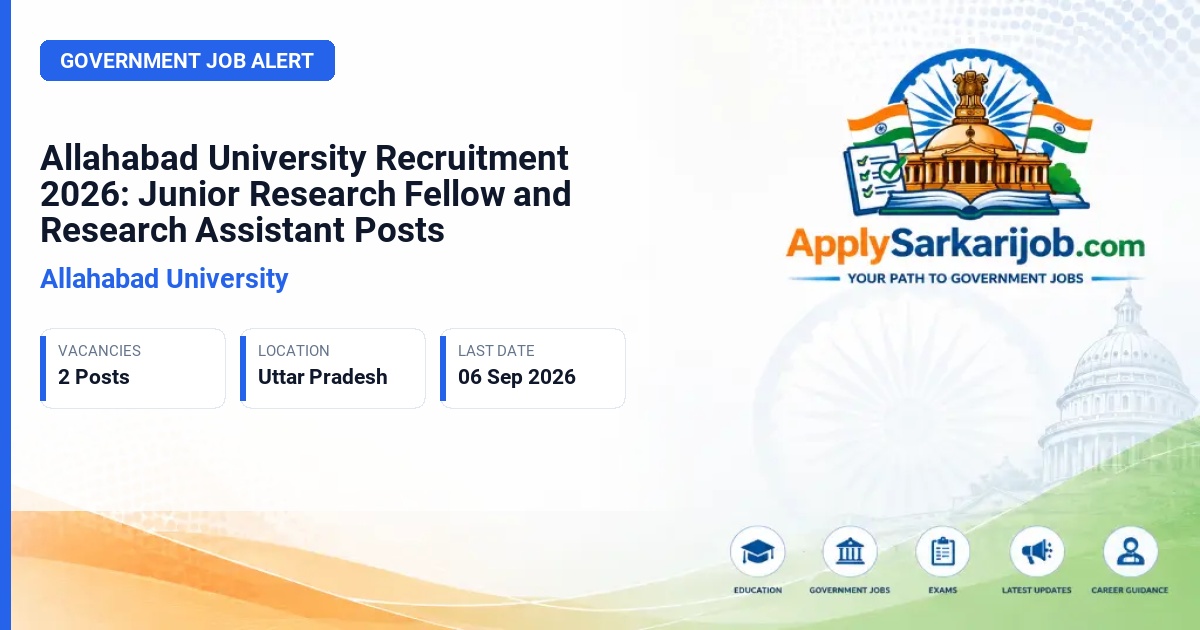 Allahabad University - Junior Research Fellow, Research Assistant Official Notification Poster & Schedule