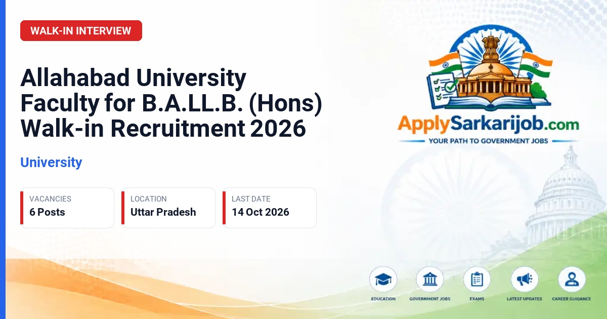 University - Faculty for B.A.LL.B. (Hons) Five Year Integrated Course Official Notification Poster & Schedule