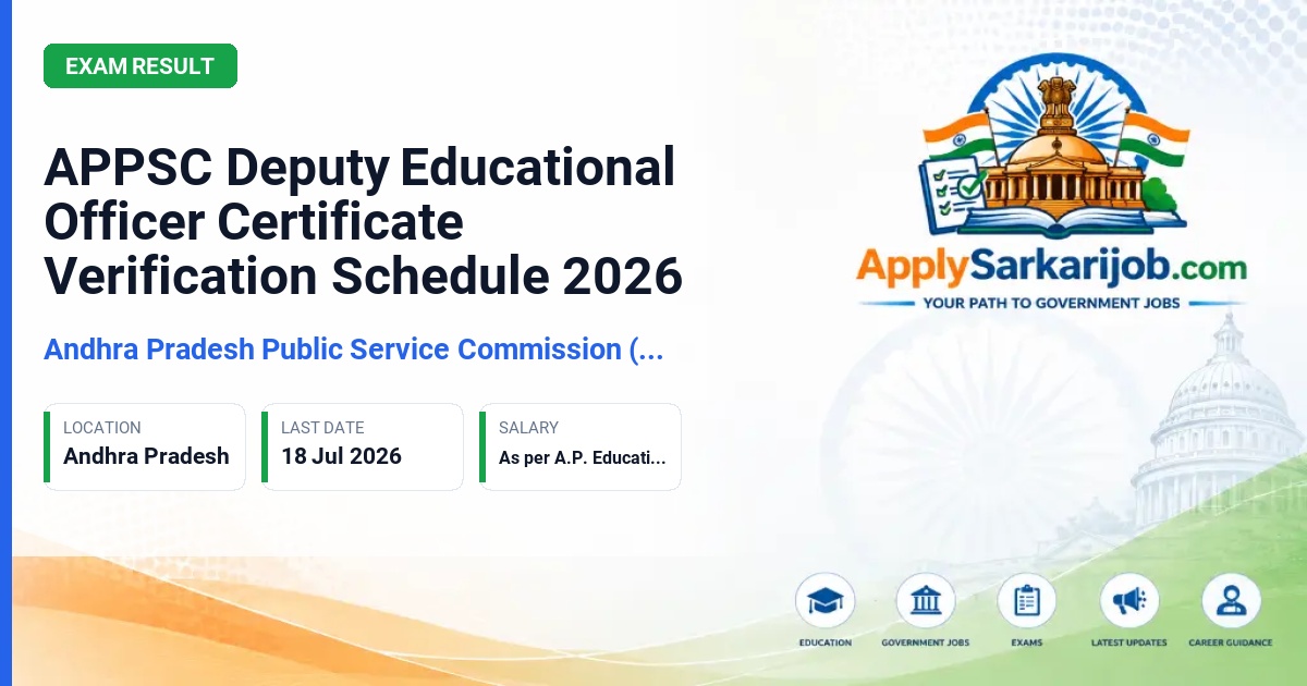 Andhra Pradesh Public Service Commission (APPSC) - Deputy Educational Officer Official Notification Poster & Schedule
