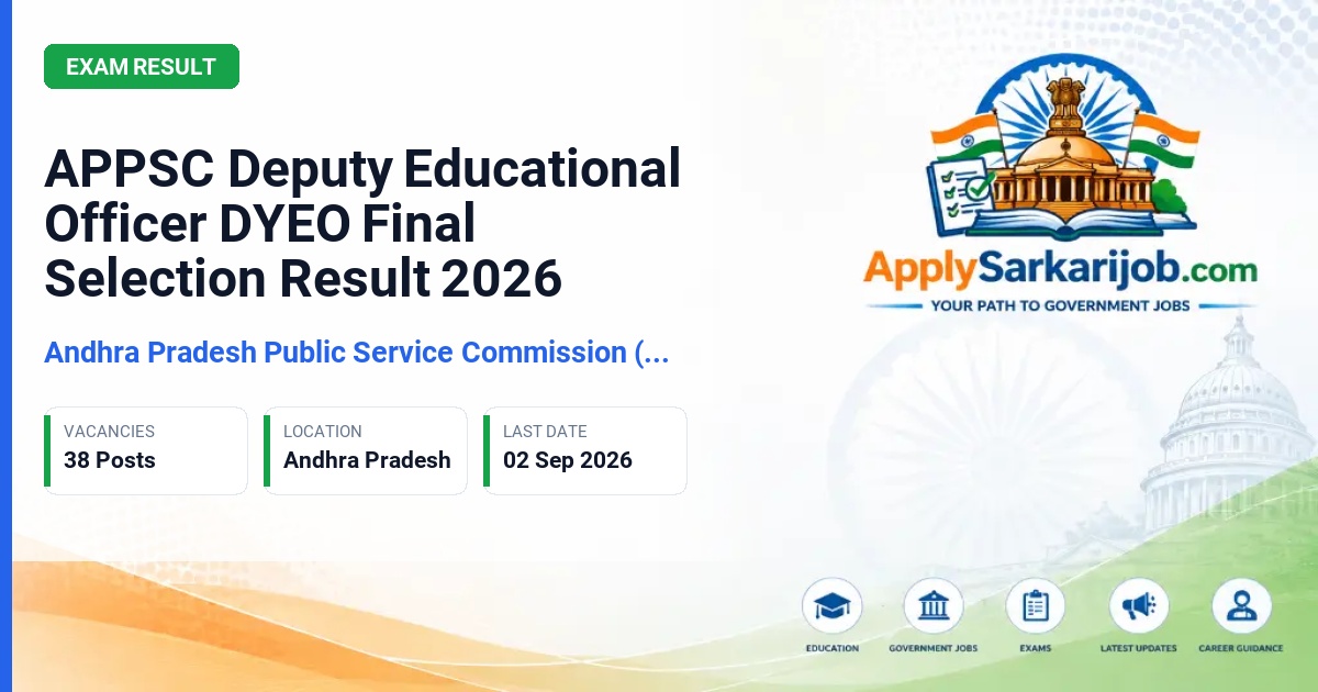 Andhra Pradesh Public Service Commission (APPSC) - Deputy Educational Officer (DYEO) Official Notification Poster & Schedule