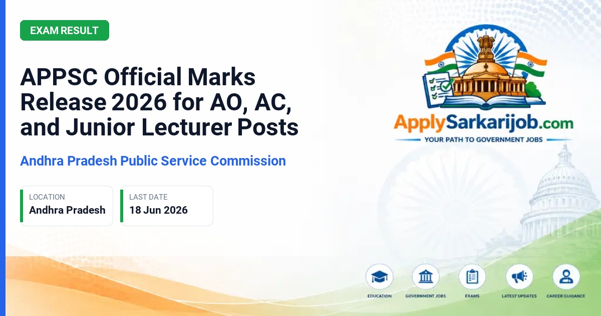 Andhra Pradesh Public Service Commission (APPSC) - Agriculture Officer, Assistant Chemist, Junior Lecturer (Library Science) Official Notification Poster & Schedule