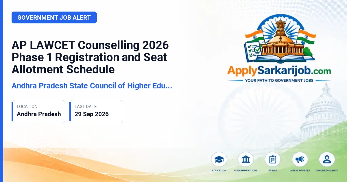 Andhra Pradesh State Council of Higher Education (APSCHE) - LAWCET Counselling Phase 1 Official Notification Poster & Schedule