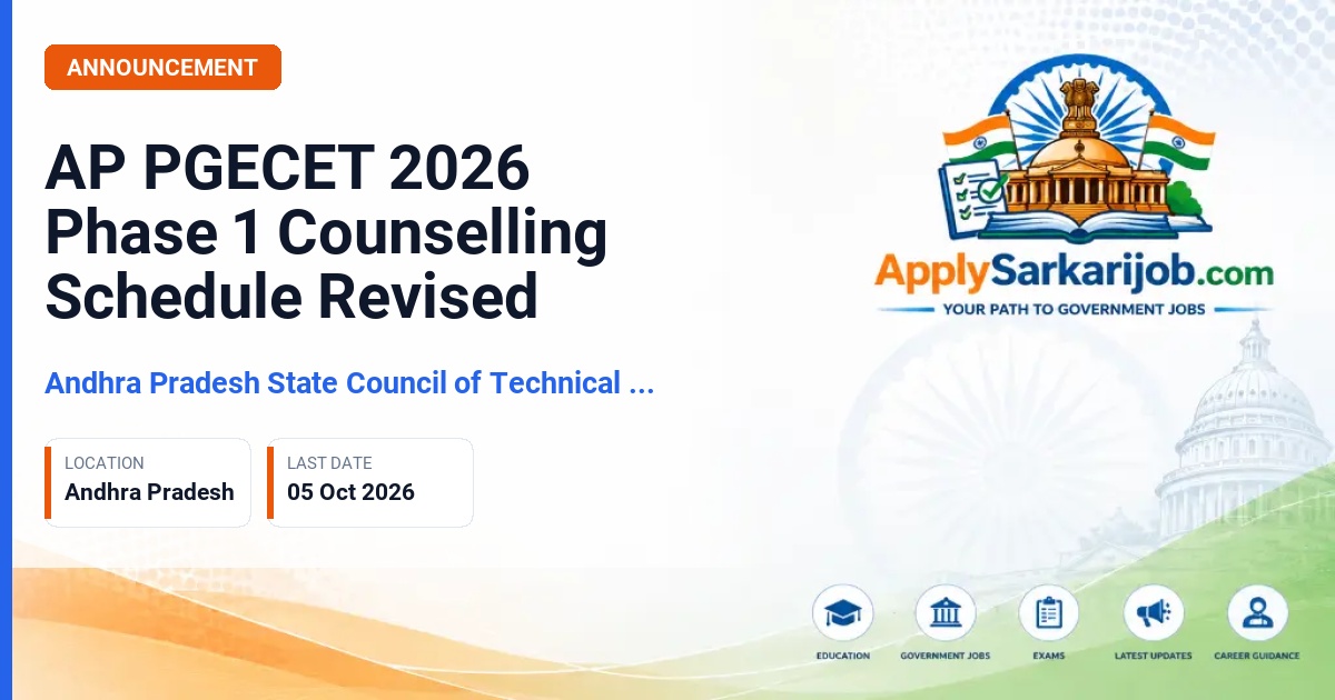 Andhra Pradesh State Council of Technical Education (APSCTE) - AP PGECET & GATE/GPAT 2026 First Phase Counselling Official Notification Poster & Schedule