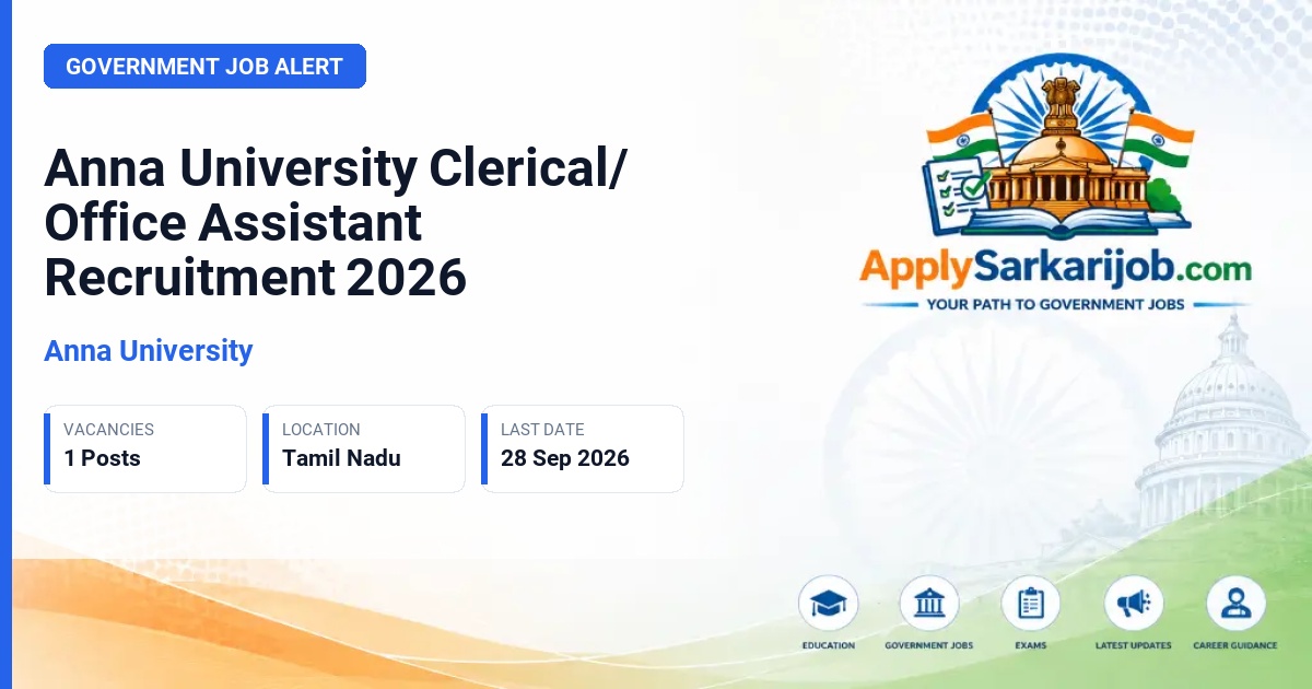 Anna University - Clerical/ Office Assistant Official Notification Poster & Schedule