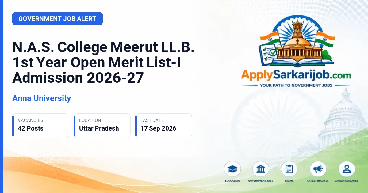 Anna University - LL.B. I Year Admission Official Notification Poster & Schedule