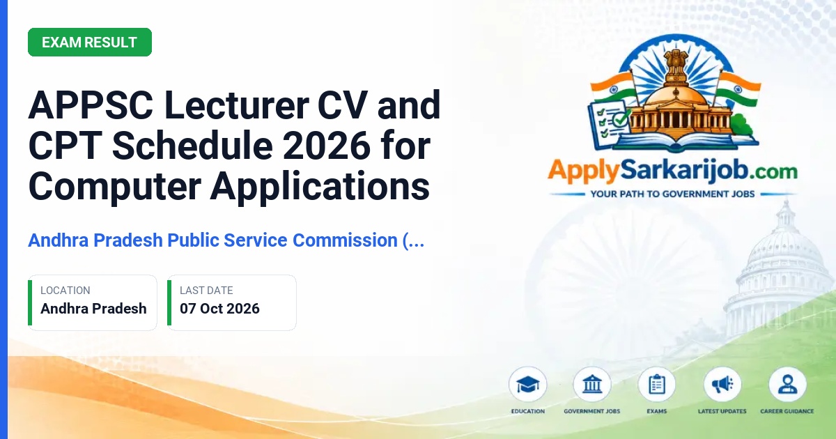 Andhra Pradesh Public Service Commission (APPSC) - Lecturer in Government Degree Colleges, A.P. Collegiate Education Service (Computer Applications) Official Notification Poster & Schedule