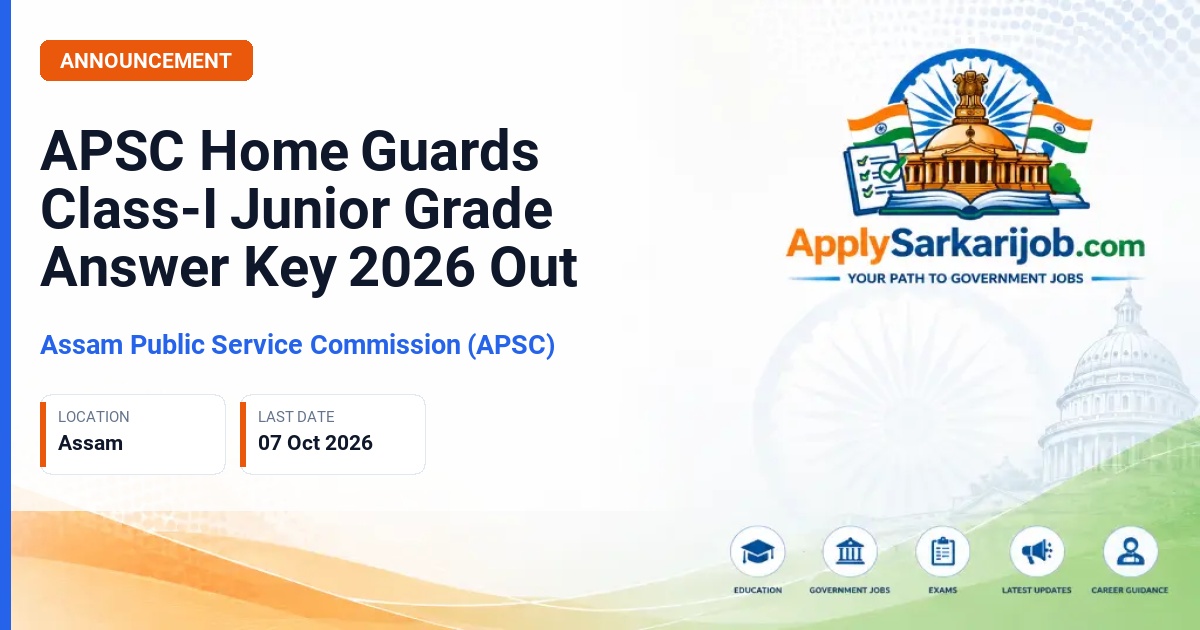 Assam Public Service Commission (APSC) - Class-I (Junior Grade) Home Guards Official Notification Poster & Schedule