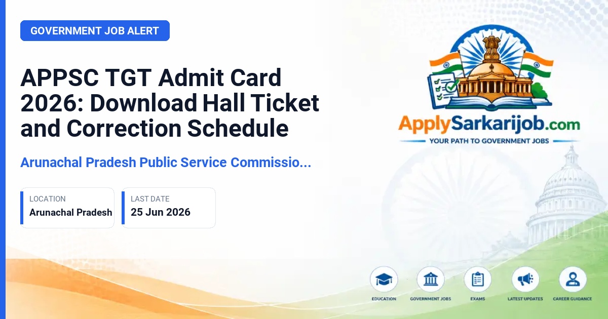 Arunachal Pradesh Public Service Commission (APPSC) - Trained Graduate Teacher (TGT) Secondary Level Official Notification Poster & Schedule