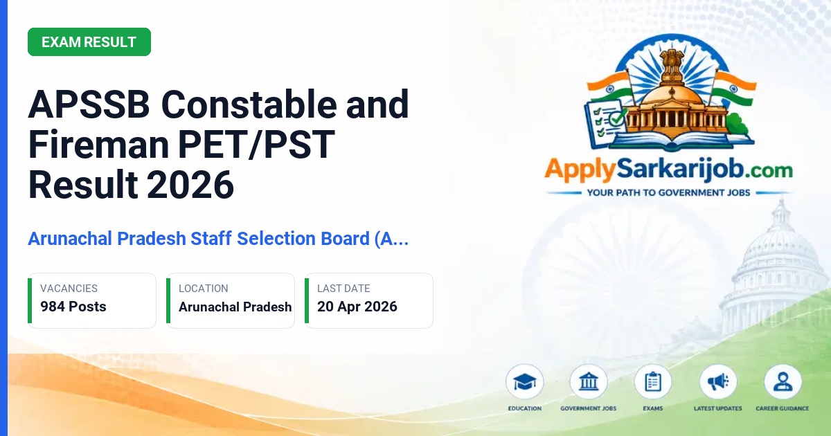 Arunachal Pradesh Staff Selection Board (APSSB) - Fireman and Constable Official Notification Poster & Schedule