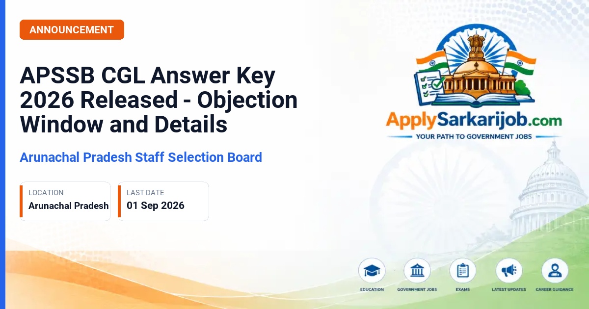 Arunachal Pradesh Staff Selection Board - Combined Graduate Level Examination (CGL) Official Notification Poster & Schedule