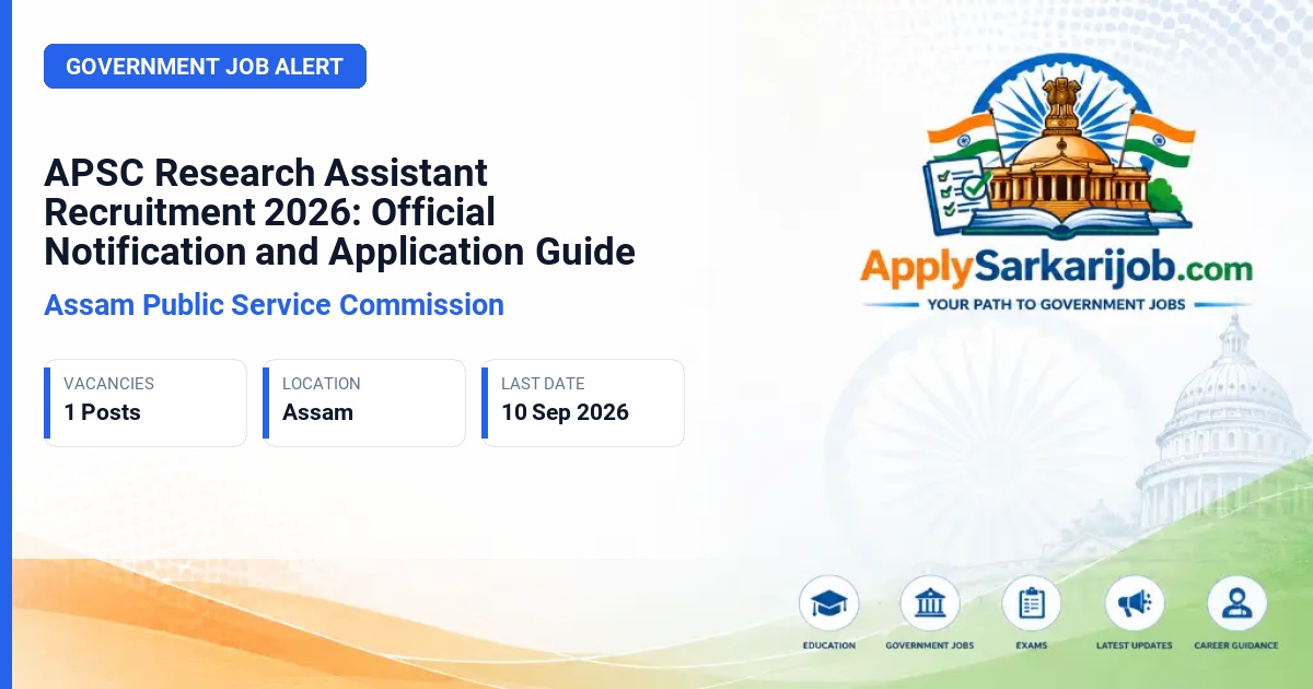 Assam Public Service Commission - Research Assistant Official Notification Poster & Schedule
