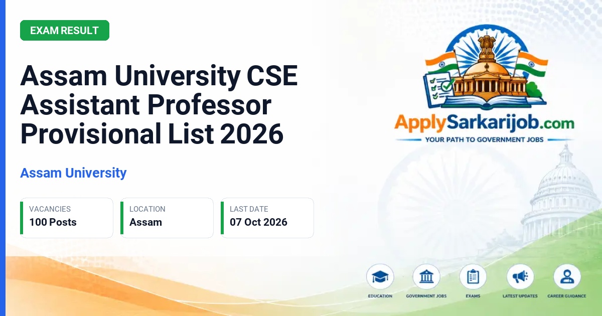 Assam University - Assistant Professor Official Notification Poster & Schedule