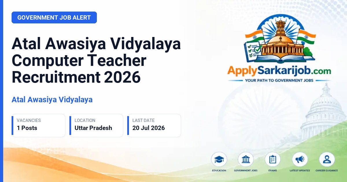 Atal Awasiya Vidyalaya - Computer Teacher (Guest Faculty PGT) Official Notification Poster & Schedule