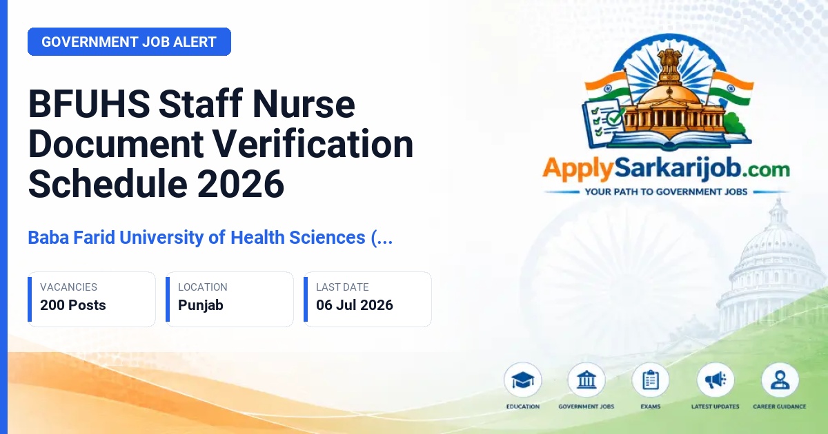 Baba Farid University of Health Sciences (BFUHS) - Staff Nurse Official Notification Poster & Schedule