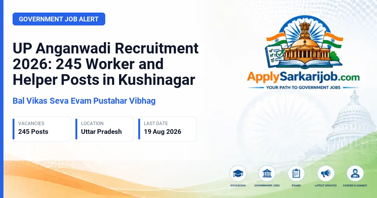 Bal Vikas Seva Evam Pustahar Vibhag - Anganwadi Worker Official Notification Poster & Schedule