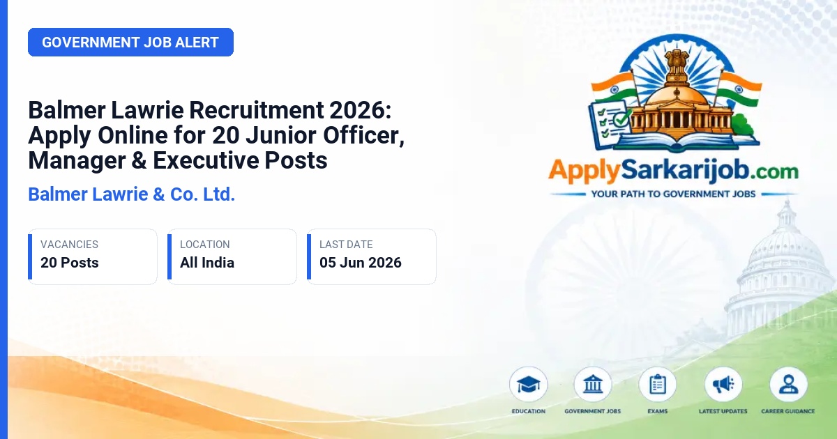 Balmer Lawrie & Co. Ltd. - Junior Officer, Assistant Manager, Deputy Manager Official Notification Poster & Schedule