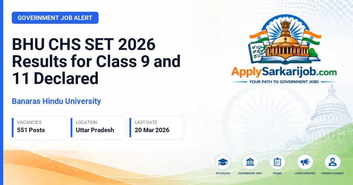 Banaras Hindu University (BHU) - Class 9 & 11 Admission Official Notification Poster & Schedule