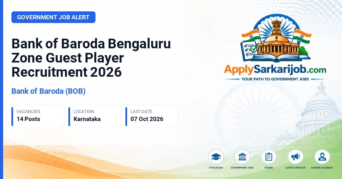 Bank of Baroda (BOB) - Guest Player on Retainership Basis Official Notification Poster & Schedule