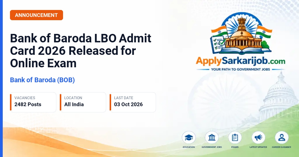 Bank of Baroda (BOB) - Local Bank Officer (LBO), Junior Management Grade/Scale-I Official Notification Poster & Schedule