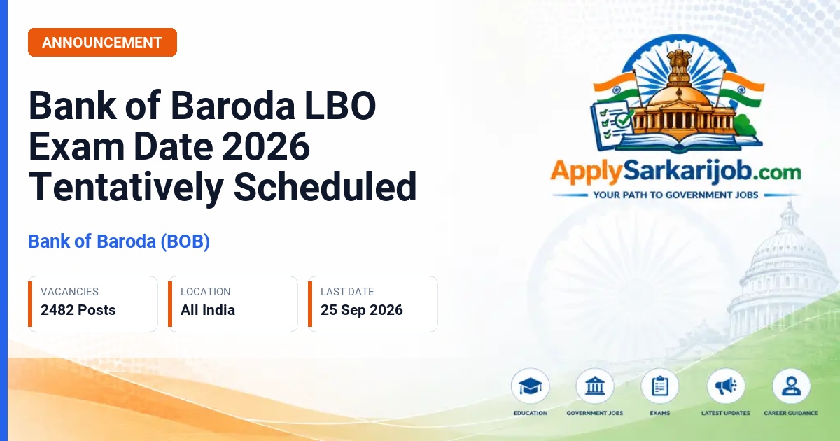 Bank of Baroda (BOB) - Local Bank Officer (LBO) Official Notification Poster & Schedule