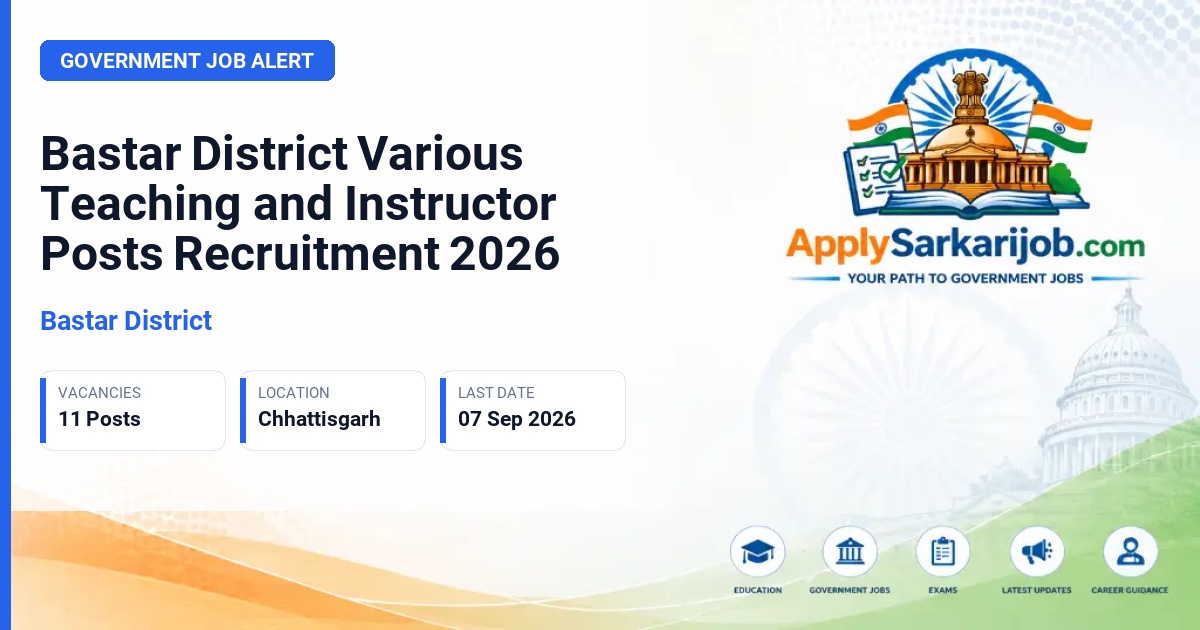 Bastar District - Subject Expert, Computer Instructor and Others Official Notification Poster & Schedule