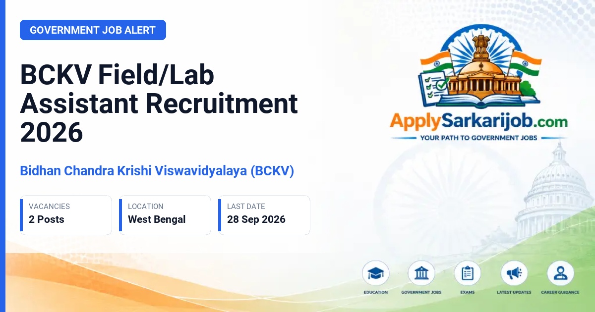 Bidhan Chandra Krishi Viswavidyalaya (BCKV) - Field/Lab Assistant Official Notification Poster & Schedule