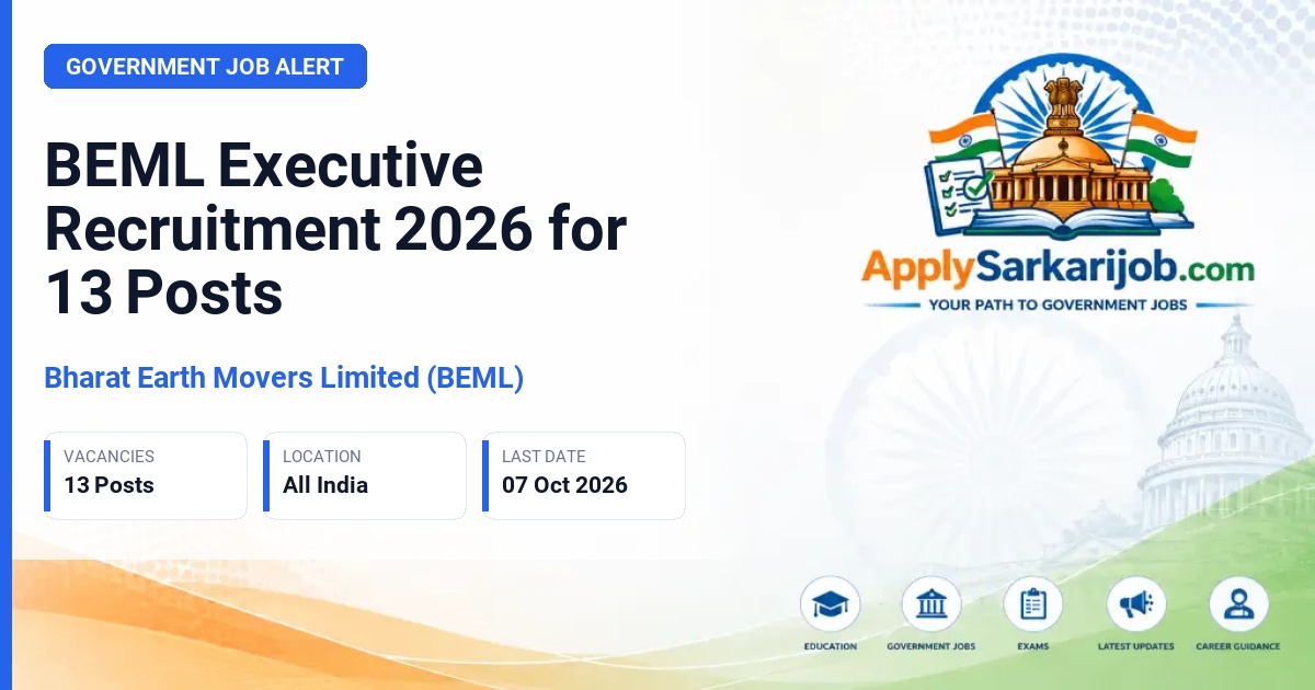 Bharat Earth Movers Limited (BEML) - Executives (Engineer, Assistant Manager, AGM, DGM, GM, CGM) Official Notification Poster & Schedule