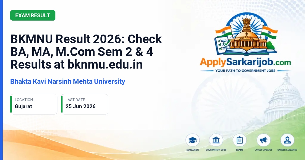 Bhakta Kavi Narsinh Mehta University - BA, MA, M.Com Semester Results Official Notification Poster & Schedule