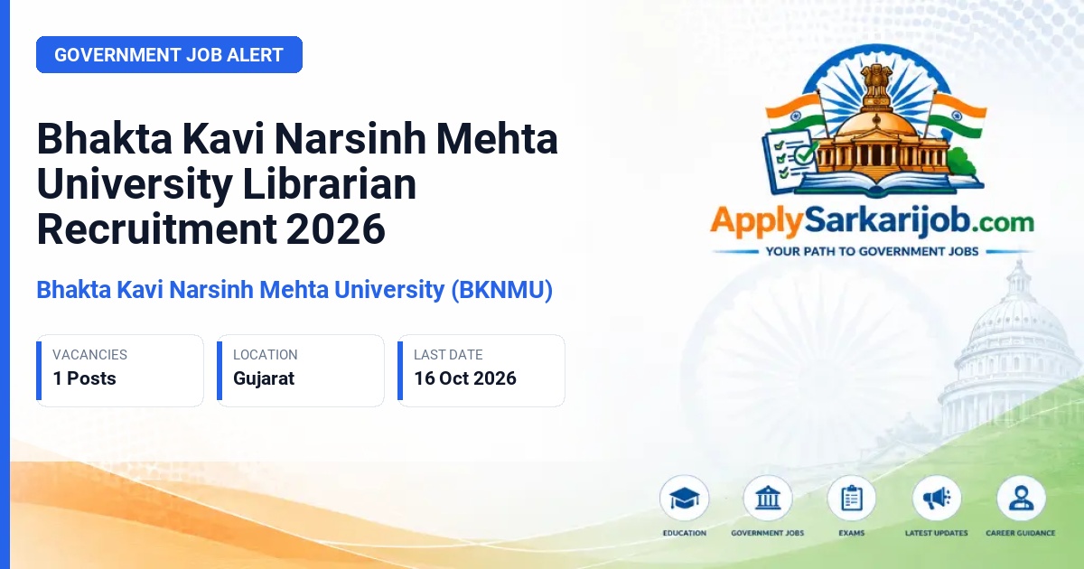 Bhakta Kavi Narsinh Mehta University (BKNMU) - Librarian Official Notification Poster & Schedule