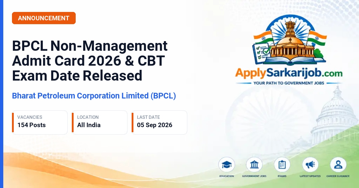 Bharat Petroleum Corporation Limited (BPCL) - Non-Management Technician & Operator Posts Official Notification Poster & Schedule