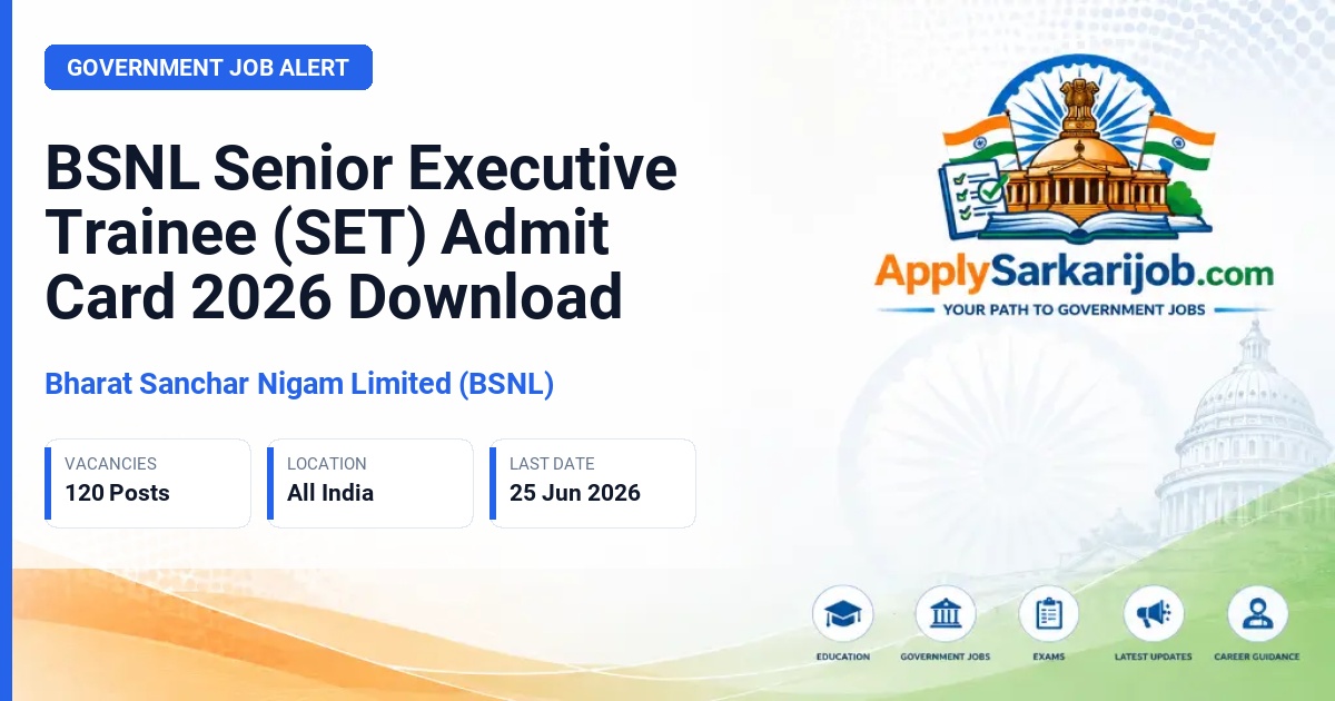 Bharat Sanchar Nigam Limited (BSNL) - Senior Executive Trainee (SET) Official Notification Poster & Schedule