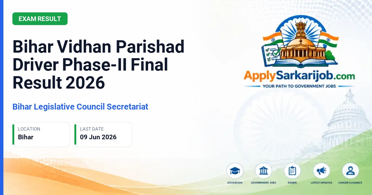 Bihar Legislative Council Secretariat - Driver Official Notification Poster & Schedule