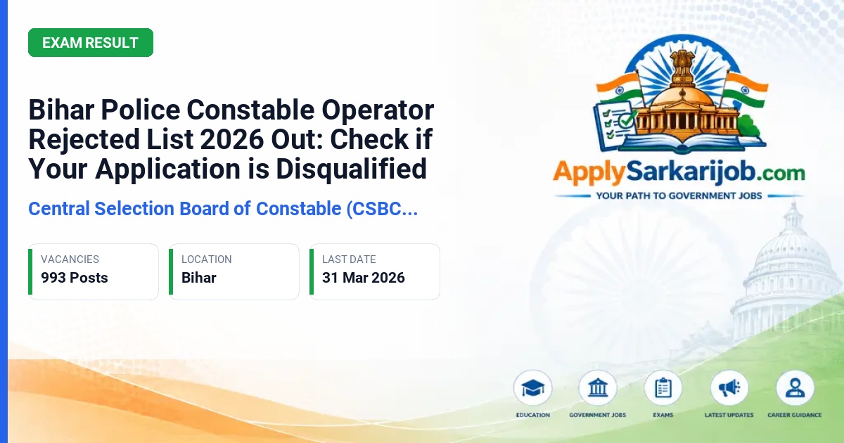 Central Selection Board of Constable (CSBC) Bihar - Constable Operator Official Notification Poster & Schedule