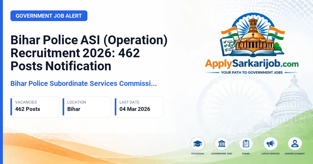 Bihar Police Subordinate Services Commission (BPSSC) - ASI Operation Official Notification Poster & Schedule
