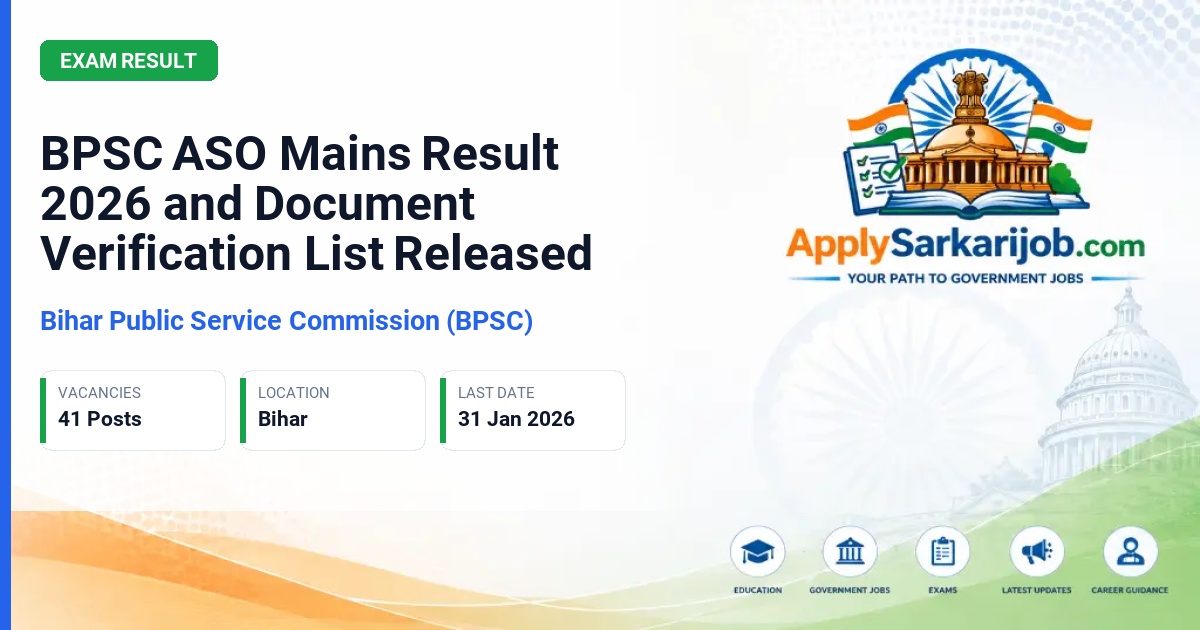 Bihar Public Service Commission (BPSC) - Assistant Section Officer (ASO) Official Notification Poster & Schedule
